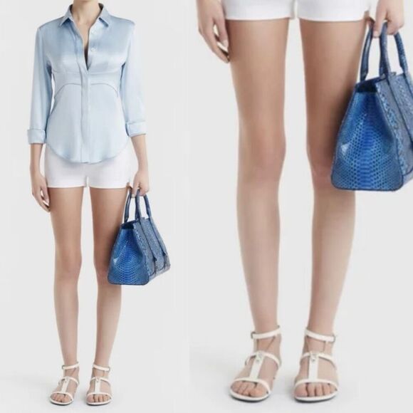 La Perla Leather T-Strap Chain Sandal in White Size 40 - Picture 12 of 12